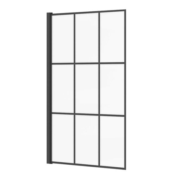 Arezzo Matt Black Grid Bath Screen with Square Single Ended Bath - Image 4