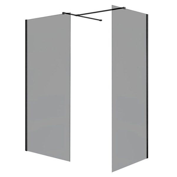 Arezzo Matt Black 1400 x 900 Grey Tinted Glass Wet Room (incl. Screen, Side Panel + Tray) - Image 4
