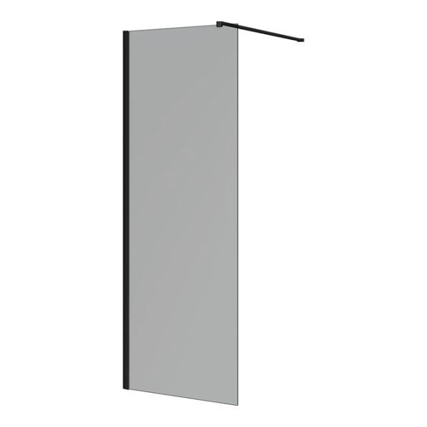 Arezzo Matt Black 1200 x 800 Grey Tinted Glass Wet Room (700mm Screen + Tray) - Image 2