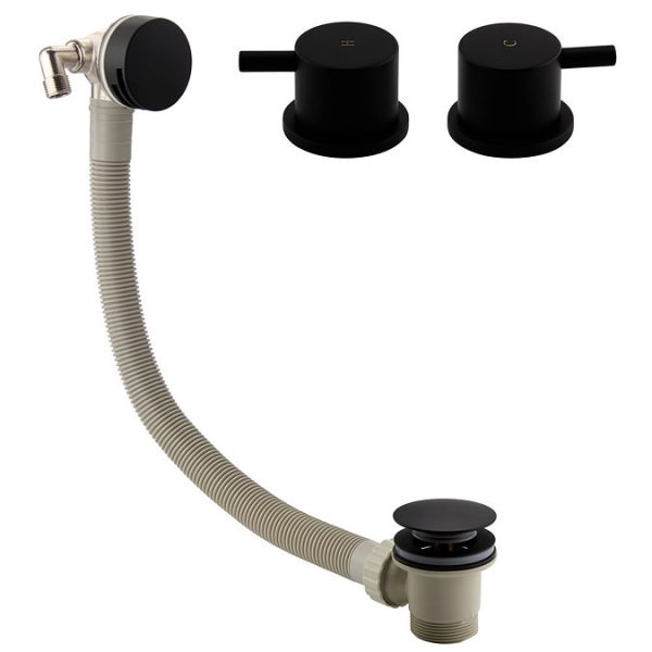 Arezzo Matt Black Deck Bath Side Valves with Freeflow Bath Filler - Image 2