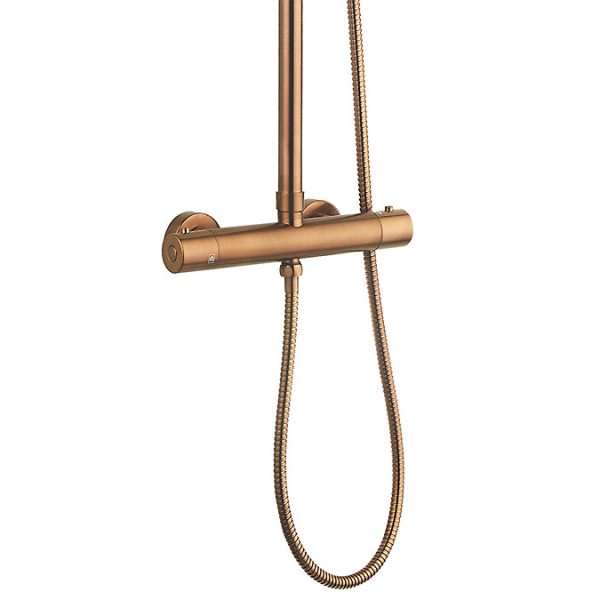 Arezzo Round Thermostatic Shower   Brushed Bronze - Image 2