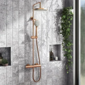 Arezzo Round Thermostatic Shower   Brushed Bronze