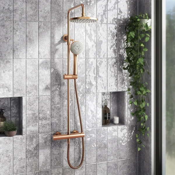 Arezzo Round Thermostatic Shower   Brushed Bronze