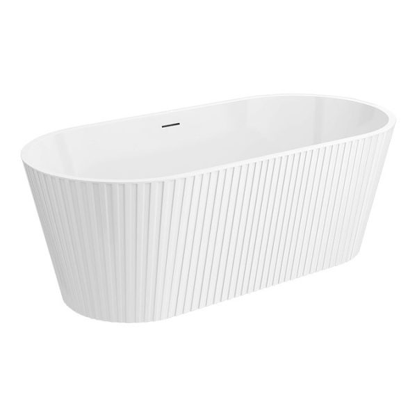 Arezzo Fluted 1700 x 800mm Double Ended Freestanding Bath Gloss White - Image 2