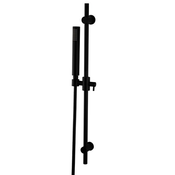 Arezzo Matt Black Round Bar Shower Valve incl. Slide Rail Kit with Pencil Handset - Image 5