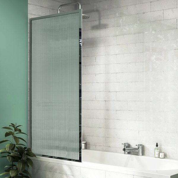 Arezzo Fluted Glass Chrome Framed Fixed Round Single Ended Shower Bath - Image 3