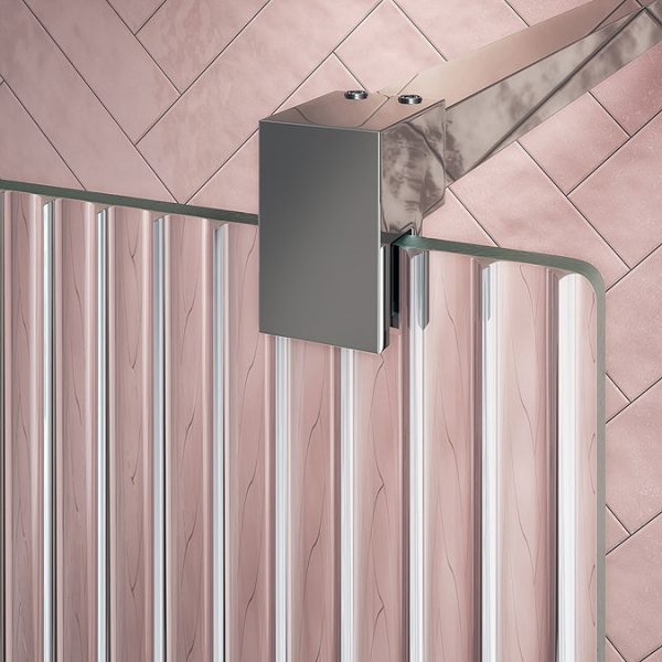Arezzo 1600 x 800 Fluted Glass Chrome Walk In Enclosure (inc. Main Screen, Side Panel + Tray) - Image 3