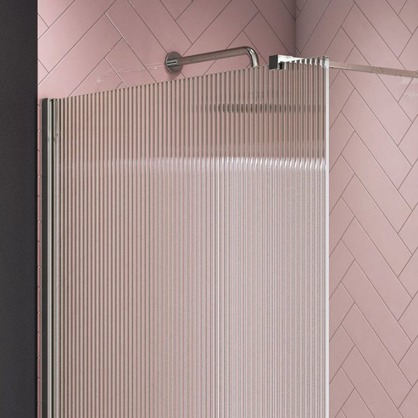 Arezzo 1600 x 800 Fluted Glass Chrome Walk In Enclosure (inc. Main Screen, Side Panel + Tray) - Image 4