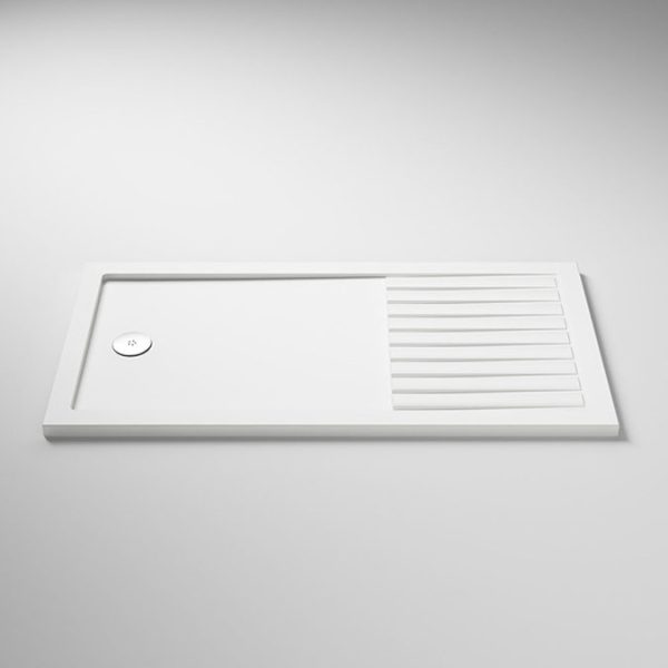 Arezzo 1600 x 800 Fluted Glass Chrome Walk In Enclosure (inc. Main Screen, Side Panel + Tray) - Image 5