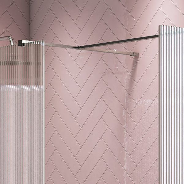 Arezzo 1600 x 800 Fluted Glass Chrome Walk In Enclosure (inc. Main Screen, Side Panel + Tray) - Image 6