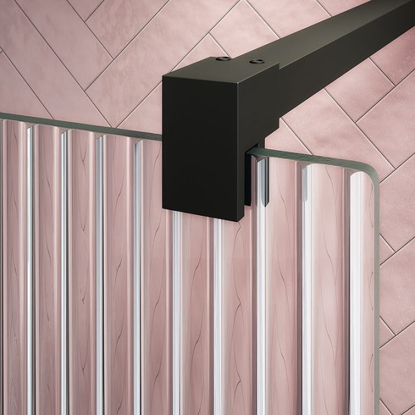 Arezzo 1600 x 800 Fluted Glass Matt Black Walk In Enclosure (inc. Main Screen, Side Panel + Tray) - Image 3