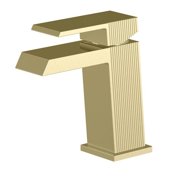 Arezzo Fluted Square Brushed Brass Tap Package (Bath + Basin Tap) - Image 3
