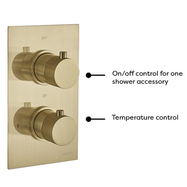 Arezzo Fluted Brushed Brass Round Shower Package with Concealed Valve + Head - Image 3