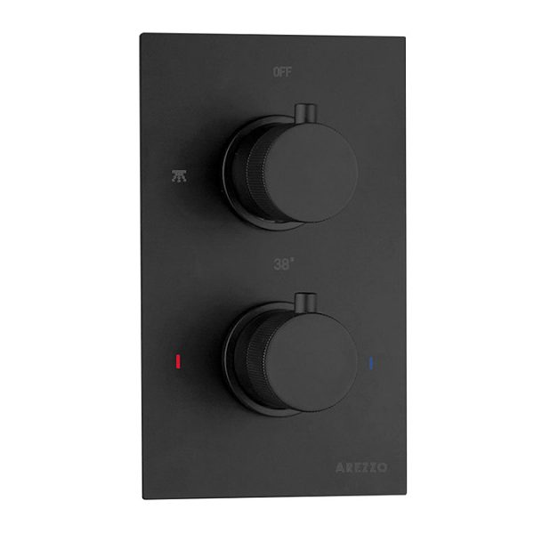 Arezzo Fluted Matt Black Round Shower Package with Concealed Valve + Head - Image 6