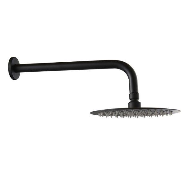 Arezzo Fluted Matt Black Round Thermostatic Shower Pack with Head + Handset - Image 6
