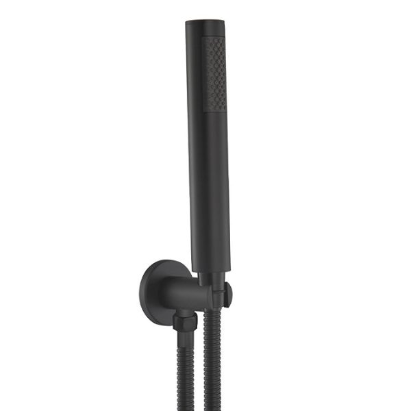 Arezzo Fluted Matt Black Round Thermostatic Shower Pack with Head + Handset - Image 7