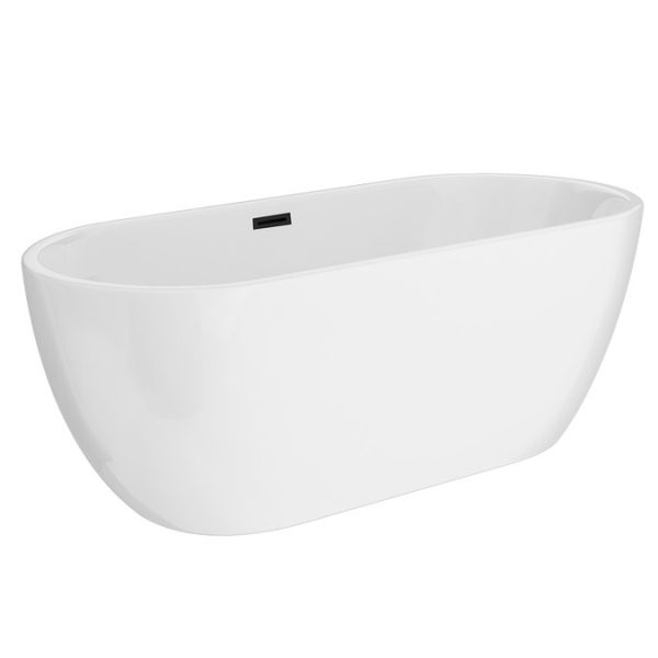 Arezzo Freestanding Modern Bath with Matt Black Waste - Image 3