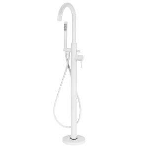 Arezzo Matt White Freestanding Bath Tap with Shower Mixer