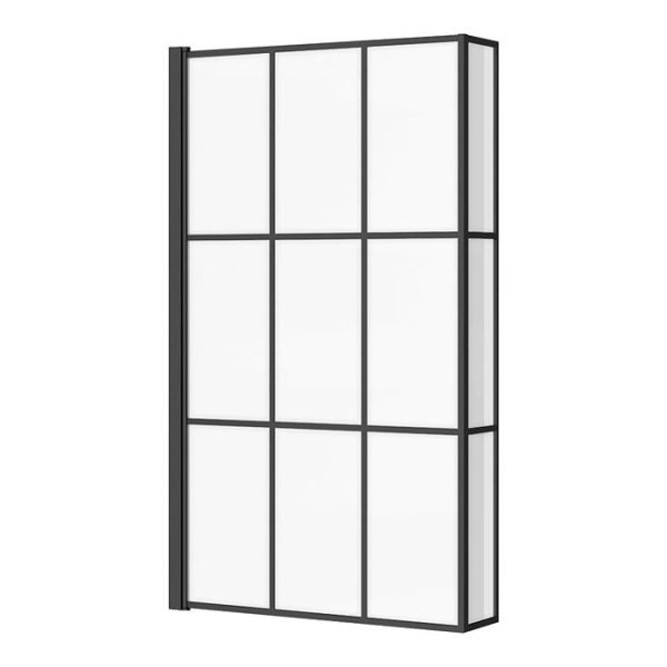 Arezzo Shower Bath   1700mm L Shaped with Matt Black Grid Screen + Panel - Image 5