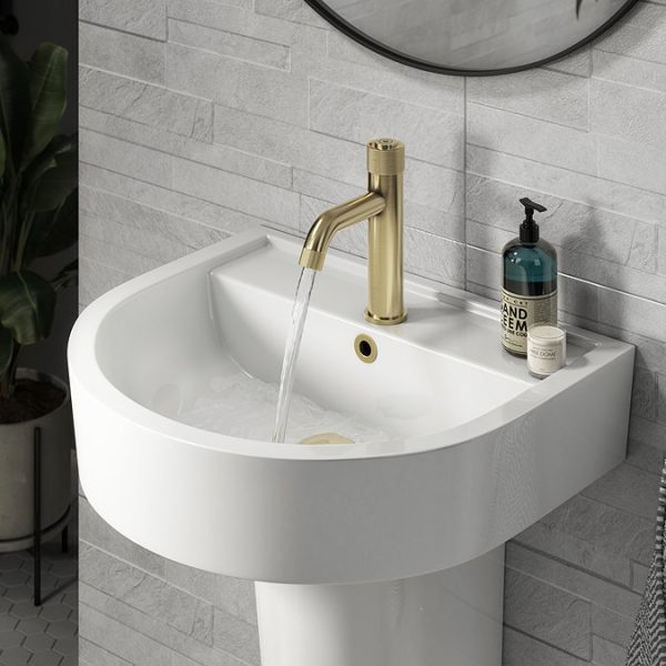 Arezzo Brushed Brass Industrial Style 1 Touch Basin Tap - Image 5