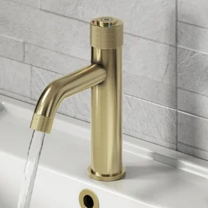 Arezzo Brushed Brass Industrial Style 1 Touch Basin Tap