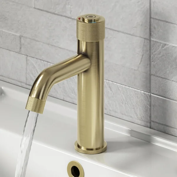 Arezzo Brushed Brass Industrial Style 1 Touch Basin Tap