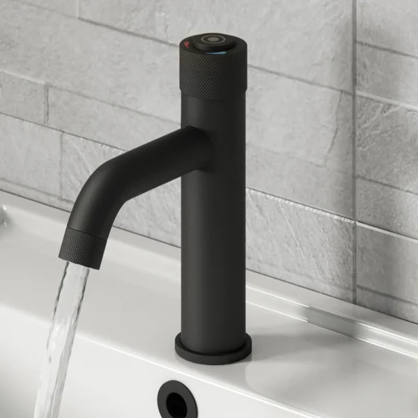 Arezzo Matt Black Industrial Style 1 Touch Basin Tap