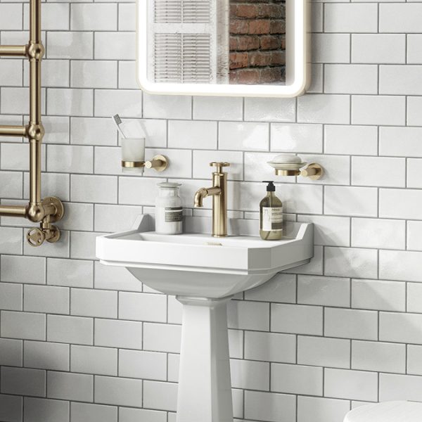 Arezzo Brushed Brass Industrial Style Mono Basin Mixer - Image 2
