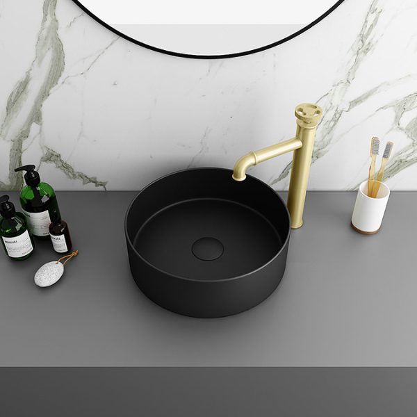 Arezzo Brushed Brass Industrial Style High Rise Basin Mixer - Image 4