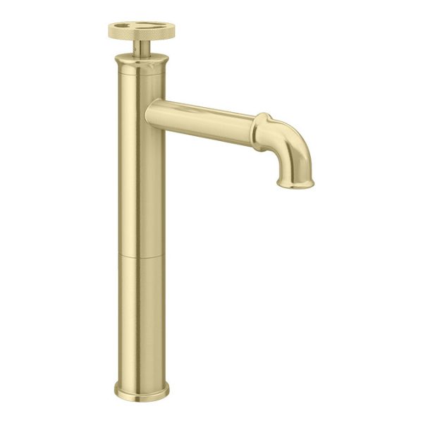 Arezzo Brushed Brass Industrial Style High Rise Basin Mixer - Image 5