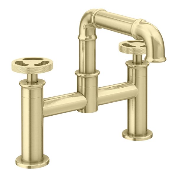 Arezzo Brushed Brass Industrial Style Bath Filler - Image 4
