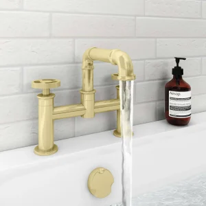 Arezzo Brushed Brass Industrial Style Bath Filler
