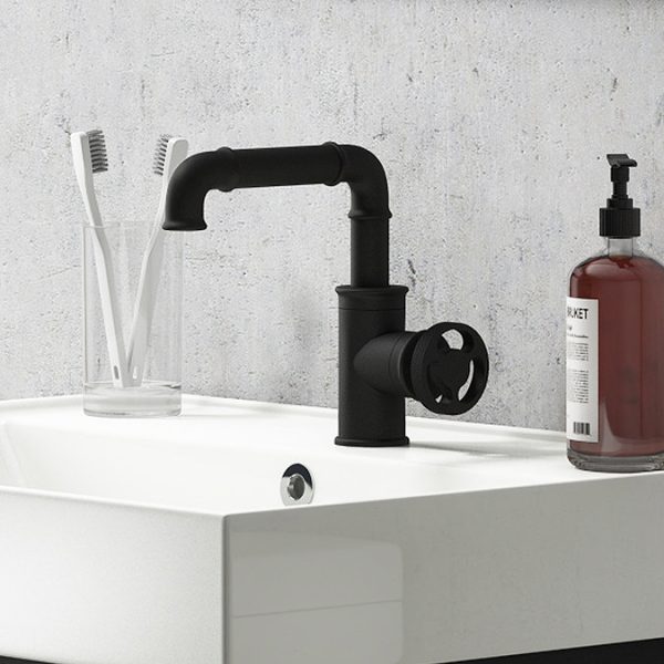 Arezzo Matt Black Industrial Style Side Tap Head Basin Mixer - Image 4