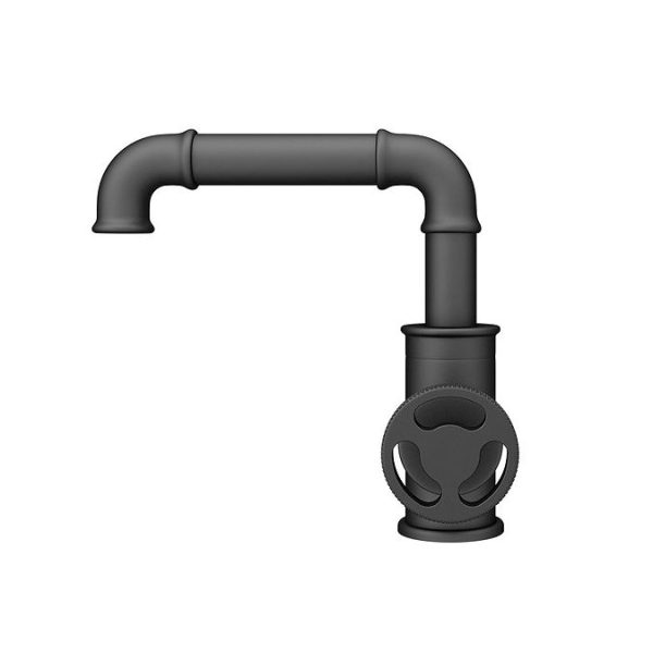Arezzo Matt Black Industrial Style Side Tap Head Basin Mixer - Image 2