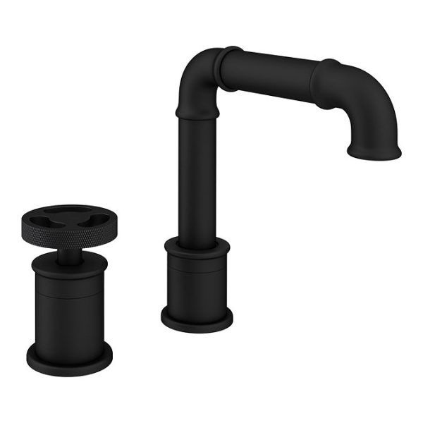 Arezzo Matt Black 2TH Industrial Style Deck Mounted Basin Mixer - Image 4