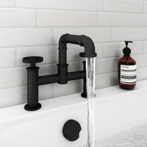 Arezzo Matt Black Industrial Style Bath Filler