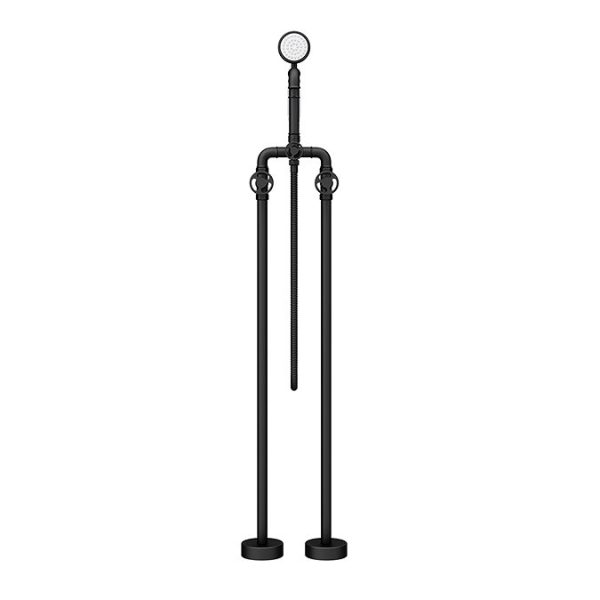 Arezzo Matt Black Industrial Style Freestanding Bath Shower Mixer Tap - Image 6