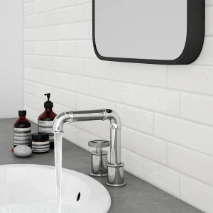Arezzo Chrome 2TH Industrial Style Deck Mounted Basin Mixer