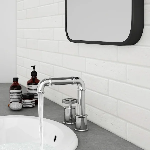 Arezzo Chrome 2TH Industrial Style Deck Mounted Basin Mixer