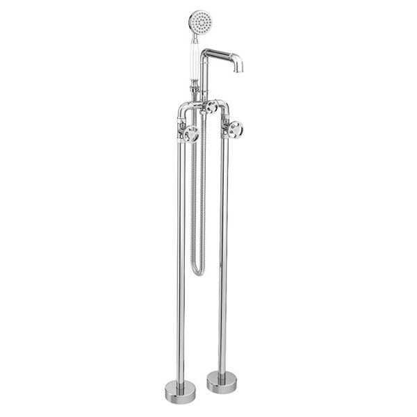 Arezzo Chrome Industrial Style Freestanding Bath Shower Mixer Tap - Image 5