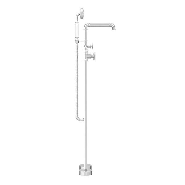 Arezzo Chrome Industrial Style Freestanding Bath Shower Mixer Tap - Image 6