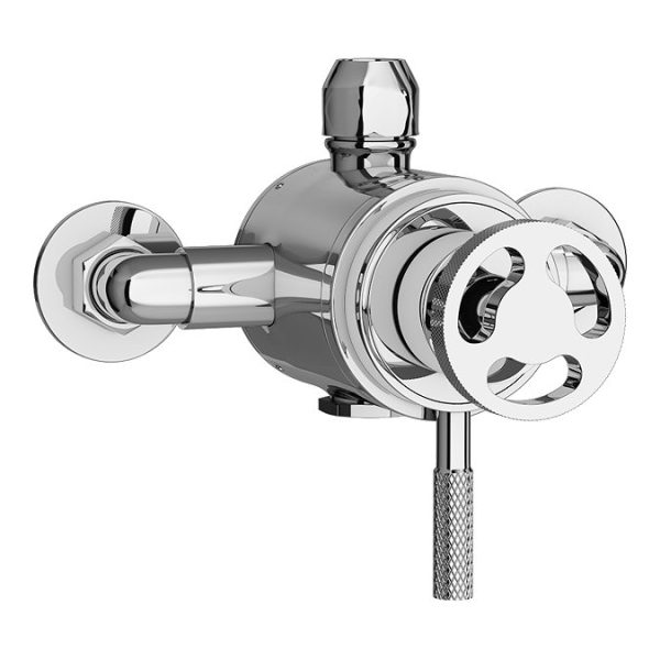 Arezzo Chrome Industrial Style Exposed Dual Shower Valve with Riser Kit Chrome - Image 7