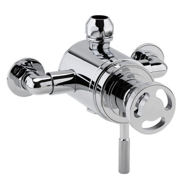 Arezzo Chrome Grand Rigid Riser Kit with Diverter + Industrial Style Dual Exposed Shower Valve - Image 4