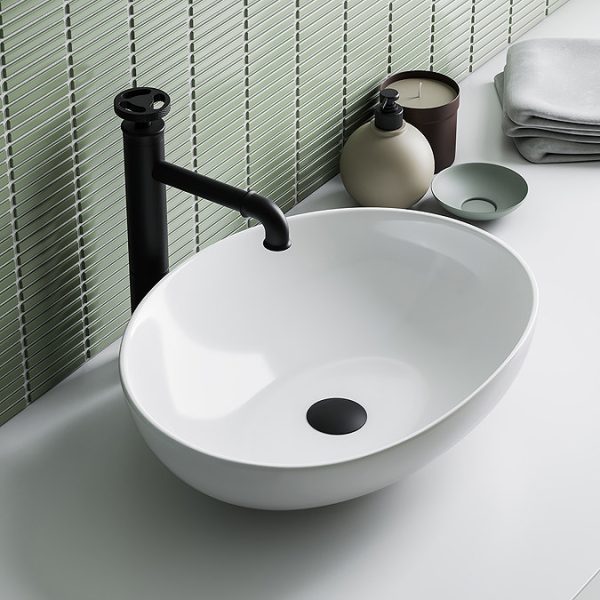 Arezzo Matt Black Industrial Style High Rise Basin Mixer - Image 3