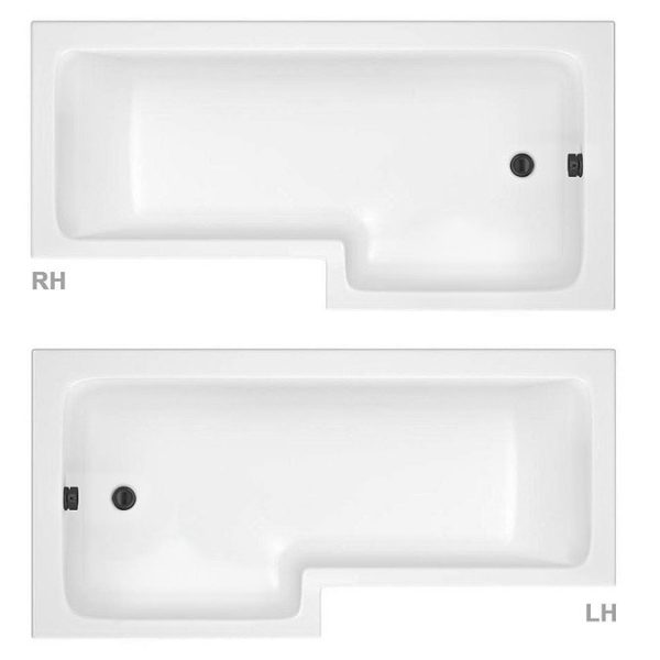 Arezzo Shower Bath   1700mm L Shaped with Matt Black Screen + Panel - Image 3