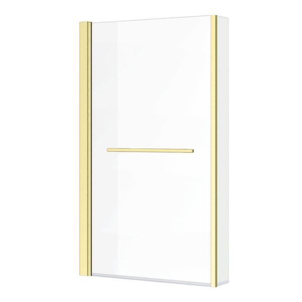 Arezzo L Shaped Shower Bath 1700mm (incl. Hinged Brushed Brass Screen with Return, Rail + Acrylic Panel) - Image 3
