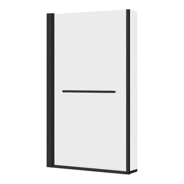 Arezzo L Shaped Shower Bath 1700mm (incl. Hinged Matt Black Screen with Return, Rail + Acrylic Panel) - Image 2