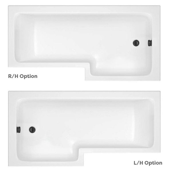 Arezzo Shower Bath   1700mm L Shaped with Matt Black Screen + Matt Grey Panel - Image 3