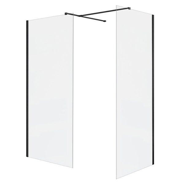 Arezzo 1600 x 800 Matt Black Profile Wet Room (Screen, Side Panel + Tray) - Image 3
