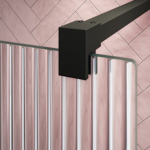 Arezzo 1700 x 700 Bath Replacement Wet Room (1000mm Matt Black Fluted Glass Screen w. Tray) - Image 5